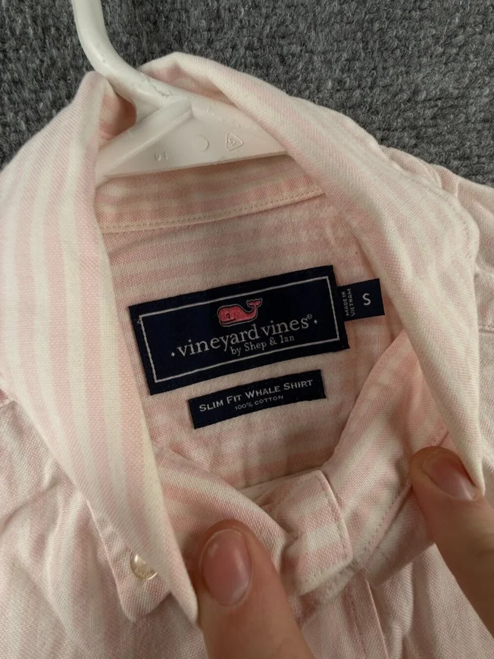 Vineyard Vines Slim Fit Whale Shirt Men Small Pink Striped Cotton Button Up